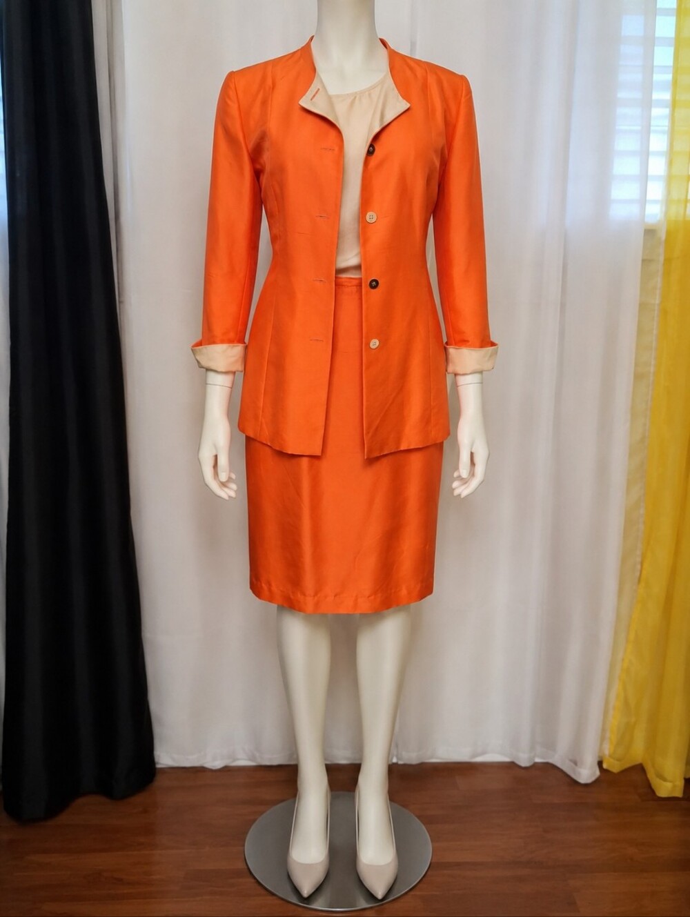 Bright Orange Women's Skirt Suit